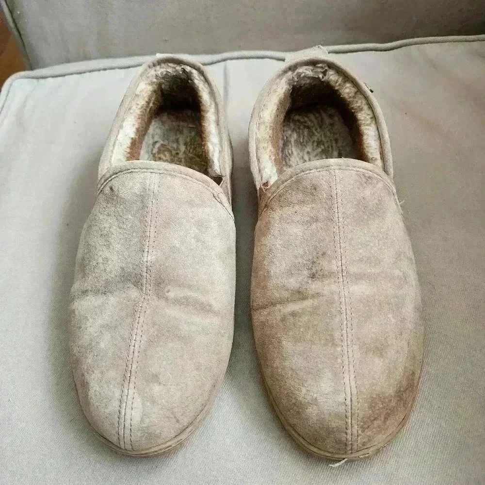 Size 13 Lamo Men's Romeo Suede Faux Fur Chestnut Slip On Slippers Shoe